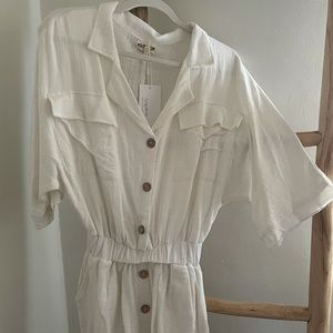 White linen shorts romper